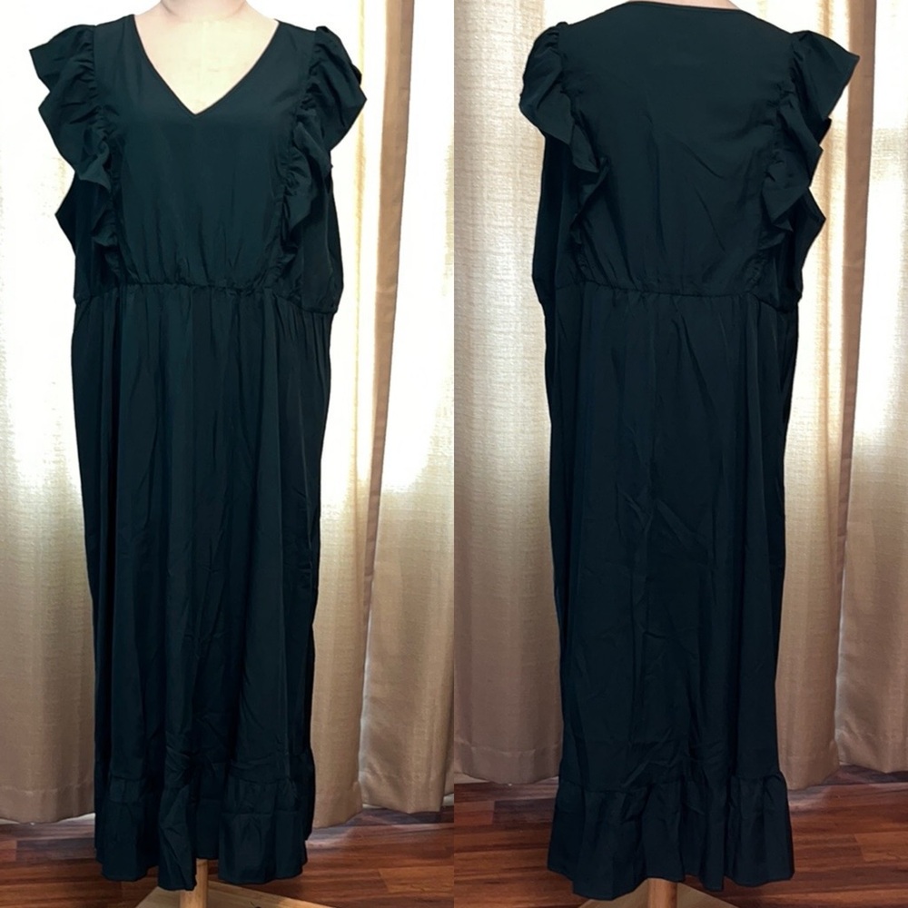 Green Sleeveless Maxi Sundress with V-Neck Womens Plus Size 3XL